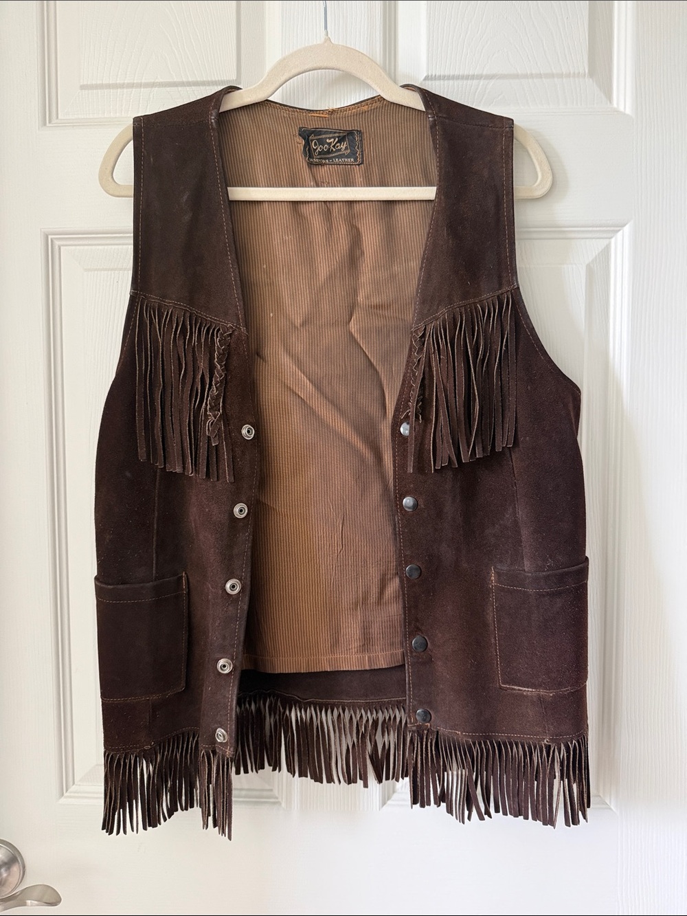 Vintage Brown Suede Fringe Vest by